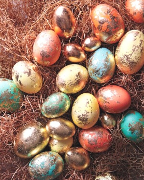 Pintura de tinte de huevo de Pascua de 5 colores líquidos y brillo dorado decoración arte artesanal