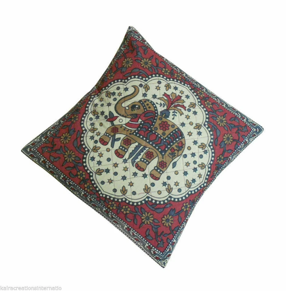 Cushion Cover 5 pcs Indian Quilted Home Decor Cotton Pillow Case 16" - Image 3 of 4