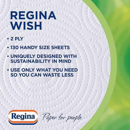 Regina Wish Kitchen Roll Paper Towels 130 Handy Sized Sheets 12, 24