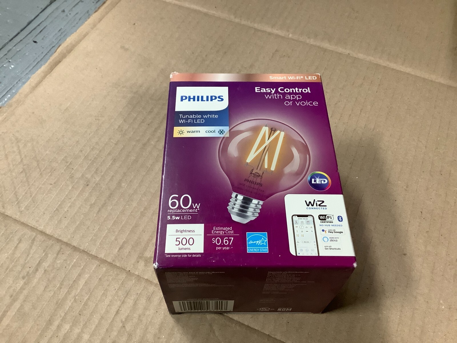 Philips Smart Bulb G25 LED 60W Dimmable Wi-Fi Wiz Connected Light-image
