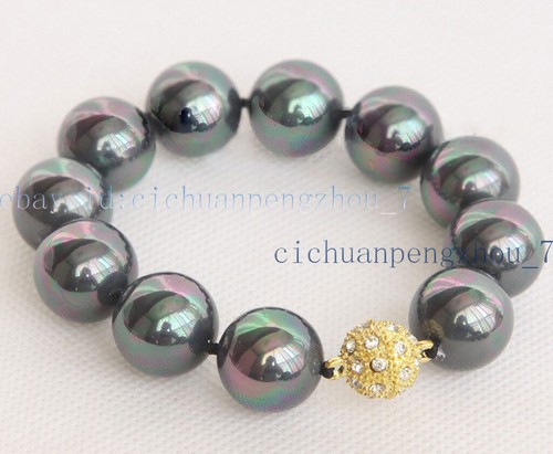 9 Colors Genuine 8-16mm South Sea Shell Pearl Round Beads Bangle Bracelet 7.5'' - Picture 9 of 19