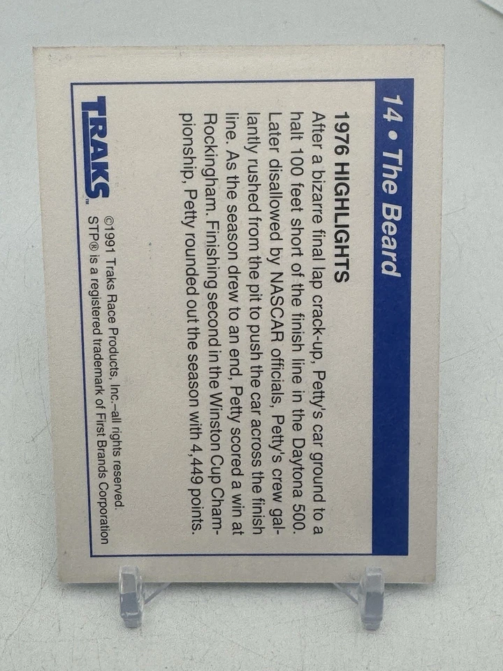 1991 Traks The Beard Richard Petty SIGNED Autograph #14 NASCAR White DECO - Image 2 of 2