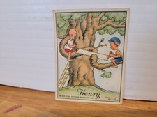 VINTAGE 1936 TAREYTON  HENRY COMIC CARD HENRY   SAWING A TREE LIMB