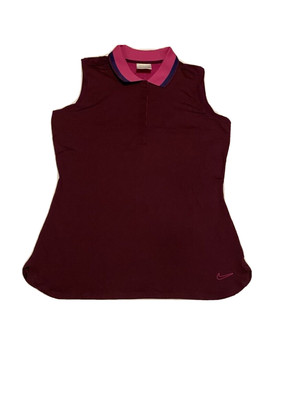 Nike NEW Women Standard Fit Stay Cool Sleeveles Fashion Polo Shirt Magenta M $65