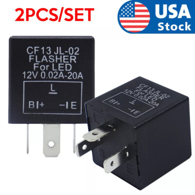 2PCS 3-Pin Car LED Flasher Relay Fix Light Hyper Flash CF13 EP34 Turn Signal
