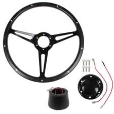 CJ Classics Black Forest Steering Wheel With Black GT350 Style Spokes 14" 6-B...