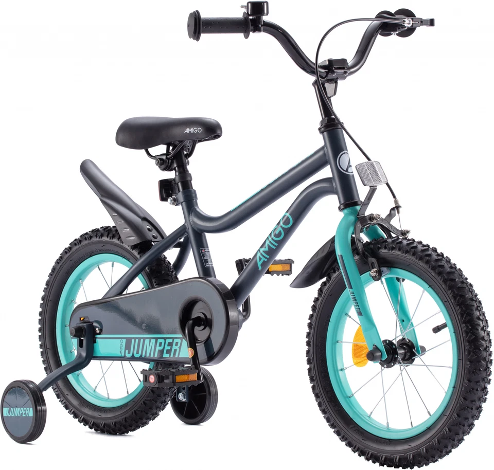 12 Zoll Kinderfahrrad BMX Fahrrad für Jungen und Mädchen Stützrädern Jumper Blau - Bild 2 von 4