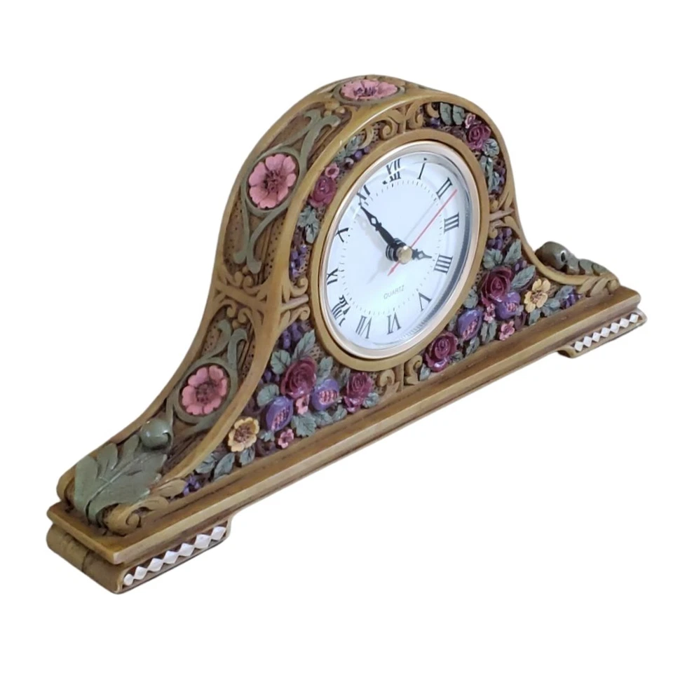 Reloj de sobremesa de flores 3D con detalles de hojas de acanto cuarzo a batería Foto 4 de 4