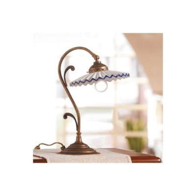 White and Blue Ceramic Burnished Brass Bedroom Bedside Lamp