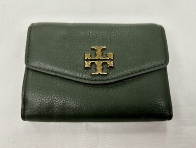 Tory Burch Kira Pebbled Medium Flap Wallet Poblano Green 74882