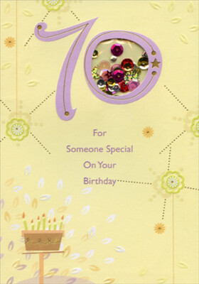 For Someone Special Sequin Filled Die Cut Window Age 70 / 70th Birthday Card