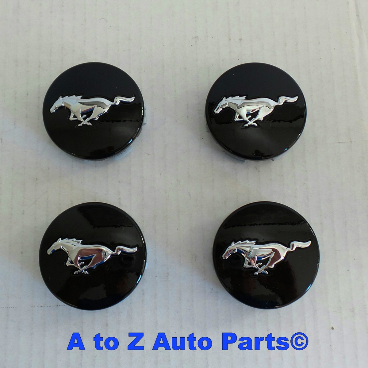 NEW 2015-2026 Ford Mustang BLACK Wheel Center Caps, Set of 4, OEM 