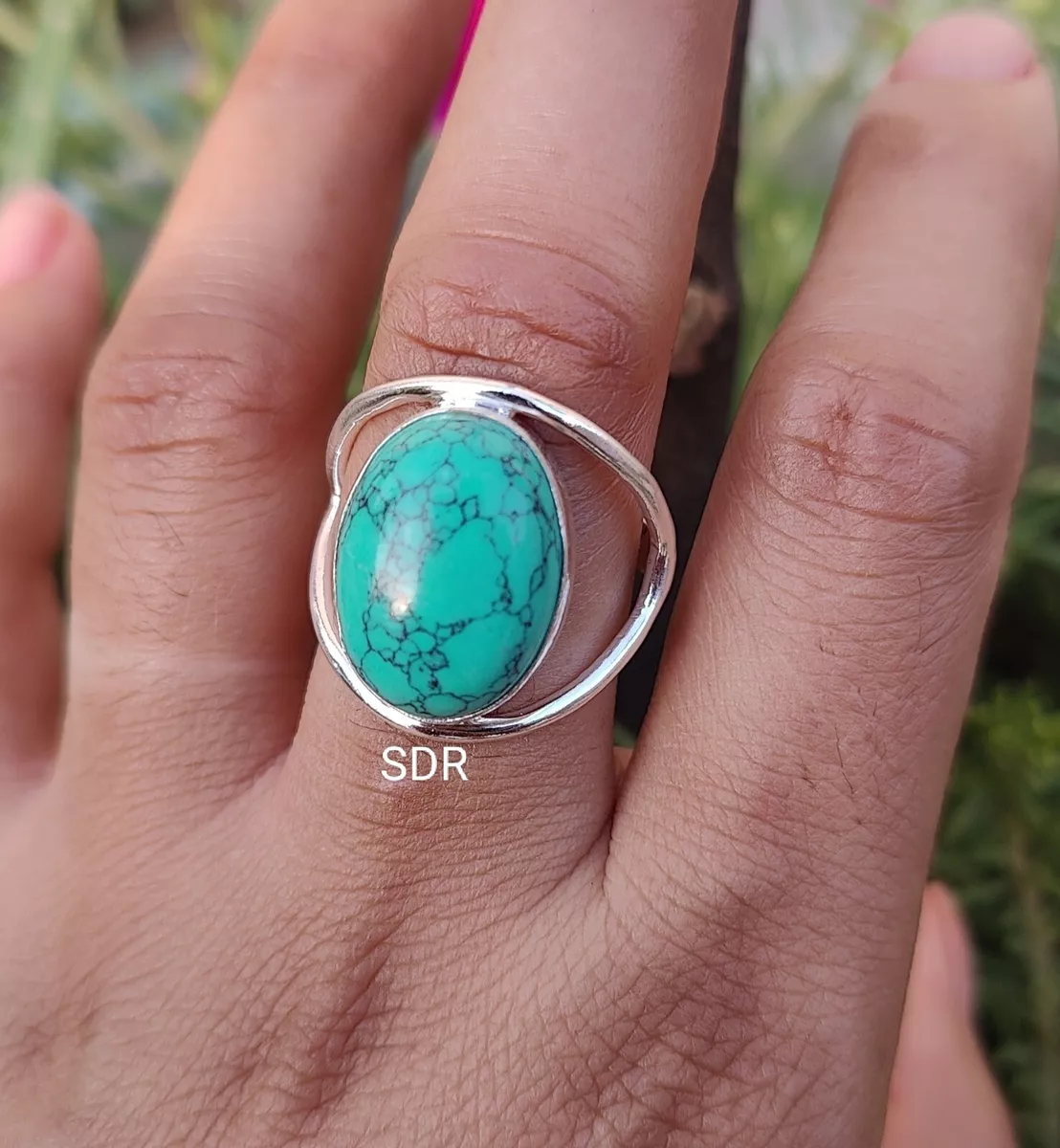 Oval Turquoise & Marquise-Shape Cluster Marcasite Ring
