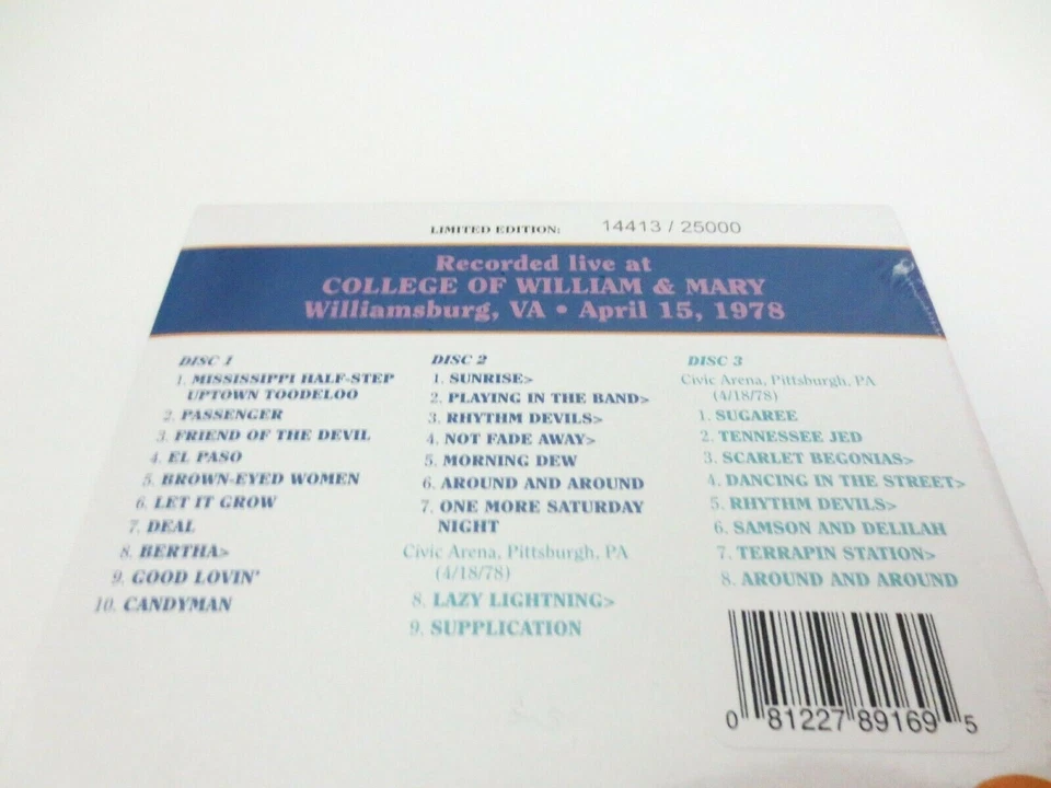 Grateful Dead Dave's Picks 37 William & Mary Williamsburg Virginia 4/15/78 3 CD - Image 4 of 4