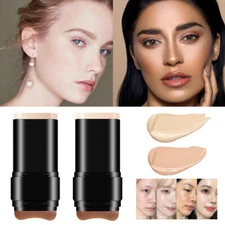 2 in 1 Anti-Wrinkle Foundation Stick with Brush, Natural Shade Base Makeup 
