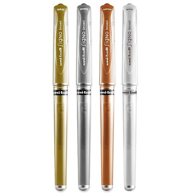 Uni-Ball Signo UM-153 Pen Broad Metallic Gel Rollerball White