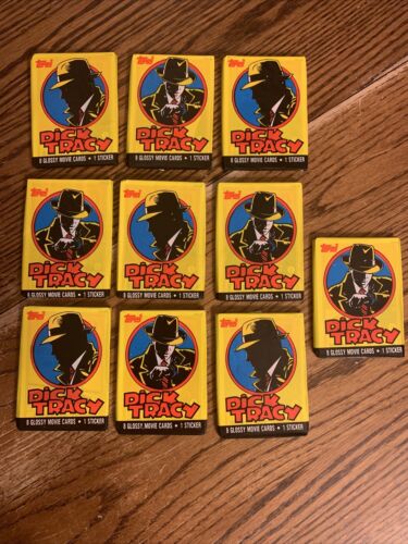 Topps Dick Tracy Wax Packs 1990 - 10 Packs Glossy Movie Cards Sealed - Afbeelding 1 van 5