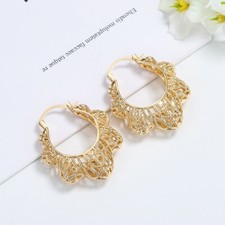 18k Layered Real Gold Filled Basket Hoop earrings