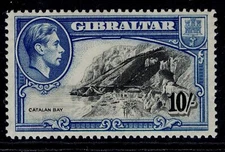 GIBRALTAR GVI SG130, 10s black & blue, M MINT. Cat £75. PERF 14