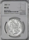 1887-P  $1  MORGAN SILVER DOLLAR  "PHILADELPHIA"  NGC MS62  #8672754-027