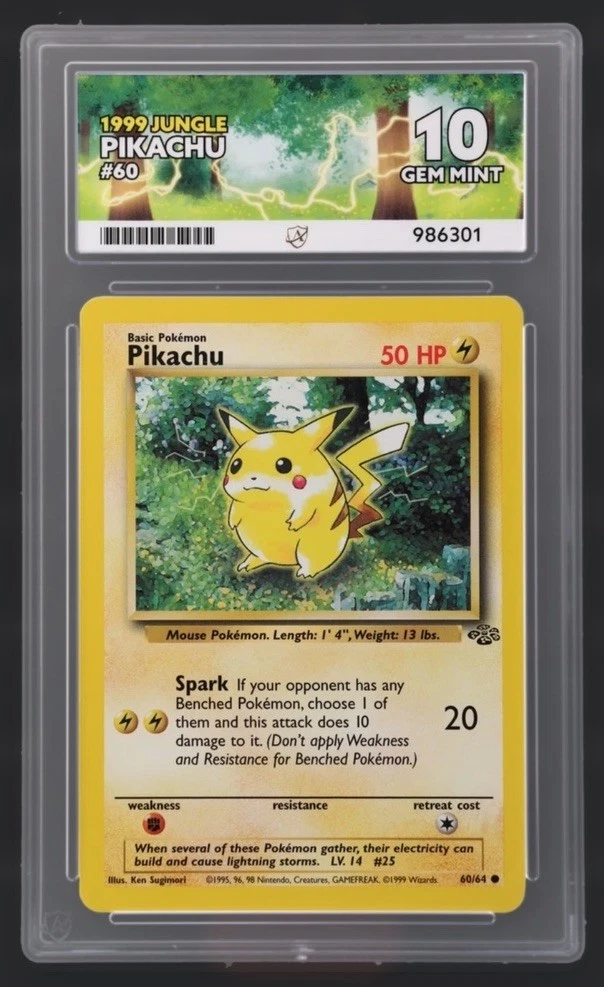 Pikachu Pokémon TCG Grade 10 Jungle Individual Collectible Card