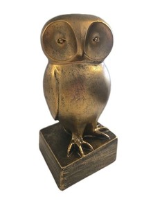 Bloomingville 8.8"x4.25" Resin Bronze Finish Color OWL. Bookend/Figurine. Nice!