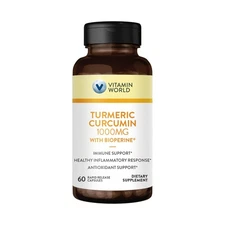 Vitamin World Turmeric Curcumin 1000mg, BioPerine Black Pepper Extr... Fast Ship
