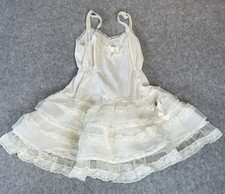 Vintage Her Majesty Off White Lace Trimmed Slip Petticoat Size 6 Kids Girls