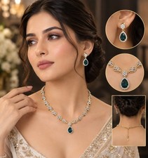 Indian Bollywood Style Bridal Choker Cz Necklace American  Diamond Jewelry Set