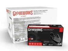 GLOVEWORKS Large Industrial Black Disposable Nitrile Gloves 5 Mil Latex-Free