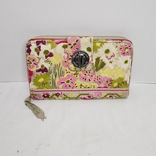 VERA BRADLEY Zip-Around QUILTED Purple Multicolor Floral TURN-LOCK Wallet