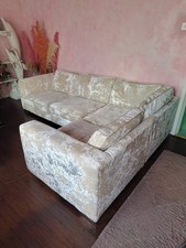 Sofology Crushed Velvet Modular Corner Sofa & Armchair In Champagne