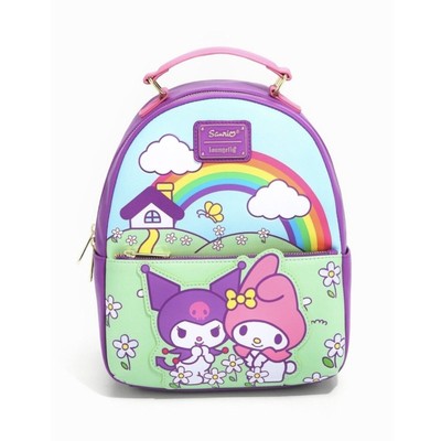 Loungefly Kuromi My Melody Mini Backpack Rainbow House  display picture 3