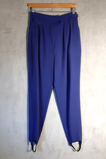 Vintage Stirrup Pants Chaus 10 - Blue High Waist Front Zip Poly Rayon Blend 80's Vintage Stirrup Pants Chaus 10 - Blue High Waist Front Zip Poly Rayon Blend 80's
