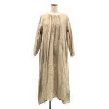 Nest Robe Linen Lace Long Dress Beige Long Sleeve Pullover Used -From Japan