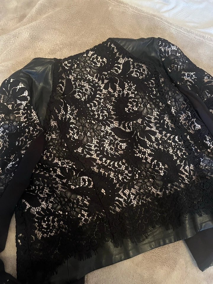 Boston Proper Women's Full Zip Mix Media Jacket Size 10 Black Long Sleeve New - Image 4 of 4