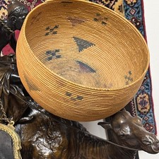 Auth: Antique Mission Indians Coiled BASKETS Collectors Artifact 6x9