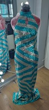 Drag Queen Sequin Blue And Silver Long Dress Used.