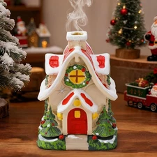 Christmas Log Cabin Incense Burner - Gift for Mom Wife Her Women, Christmas Vill