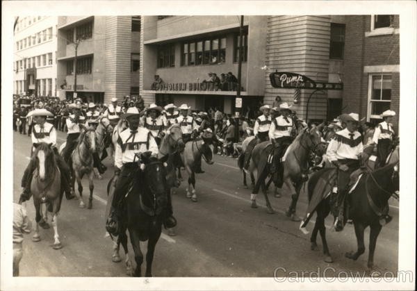 Cowboy/Western Parade Horseback Original Vintage Real Photo Postcard RPPC