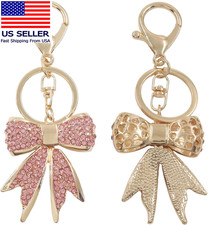 2 Pack Sparkly Rhinestone Keychain   Adorable Bow Keychain for Women, Cute Girly