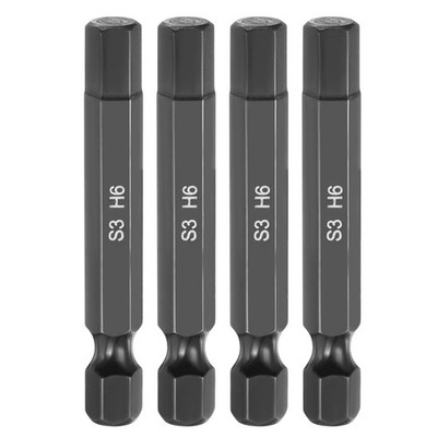 4pcs Flat Hex Screwdriver Bit H6 Magnetic Tip 1/4'' Hex Shank 2'' Long S3 Steel