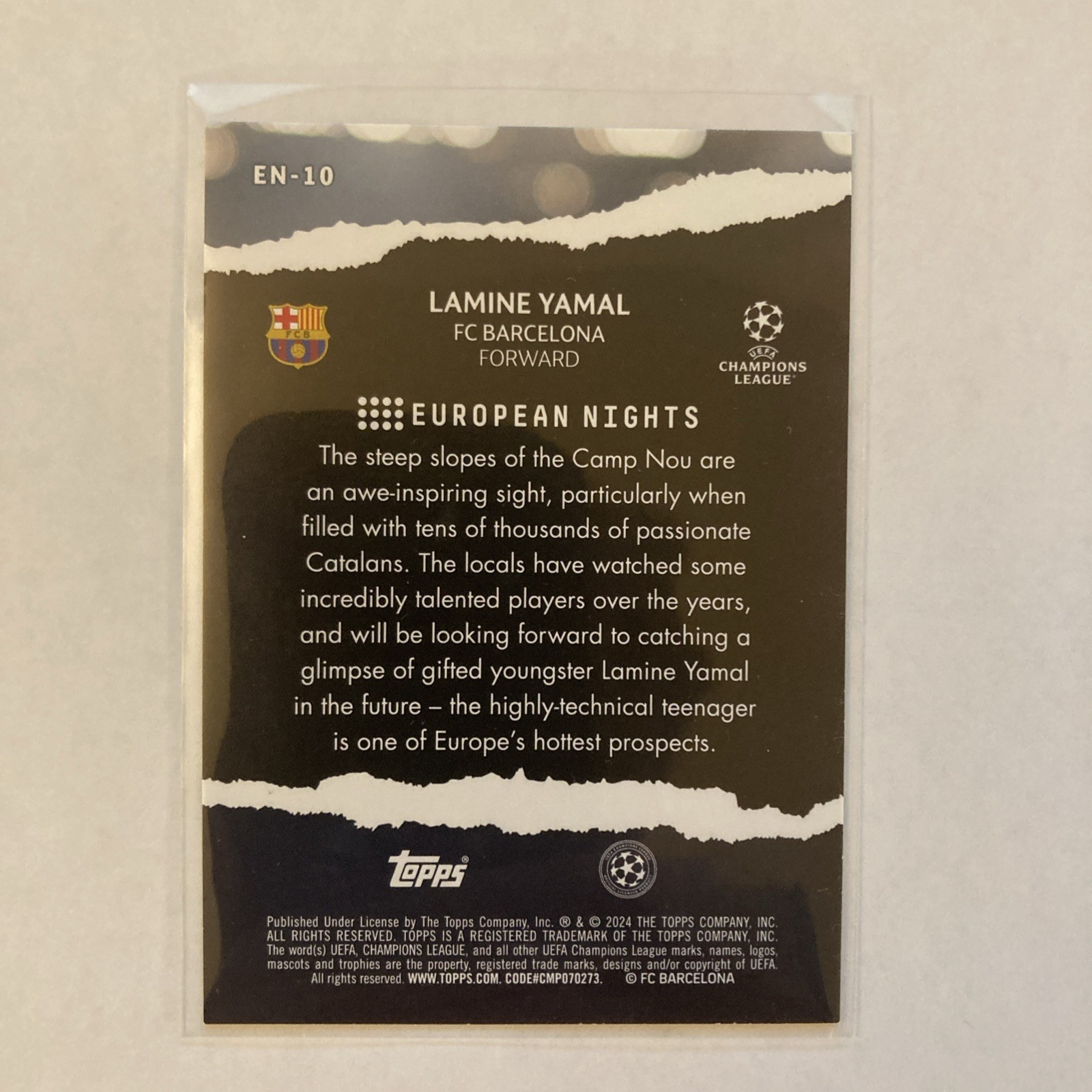 2023-24 Topps UEFA Club Competitions Lamine Yamal Rookie European Nights Insert view 2