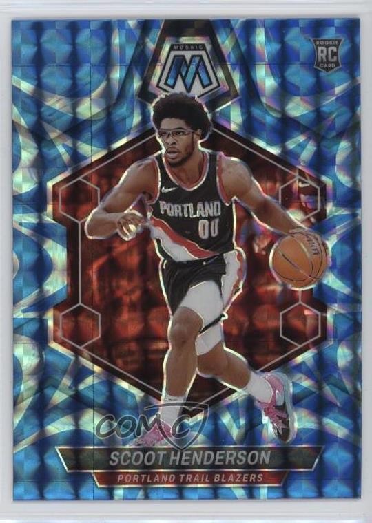 2023-24 Panini Mosaic Rookies Reactive Blue Prizm Scoot Henderson #216 11gl