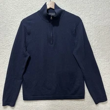 Banana Republic Extra Fine Merino Wool Pullover 1/4 Zip Sweater Mens Navy Size M