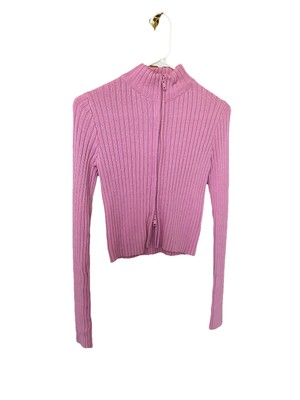 pacsun john galt pink zip up sweater women s xs one size fits all