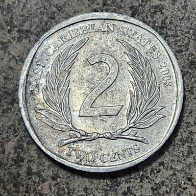 EAST CARIBBEAN STATES / TWO (2) CENTS COIN 2008 (QUEEN ELIZABETH II)