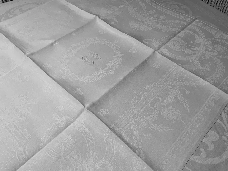 Linge Ancien 6 Serviettes De Mariage Damassé De Soie Monogramme E D 1800/1900 - Photo 3/4