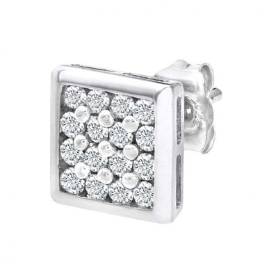 Einzelner Herren-Ohrstecker 9 kt Weißgold 0,20 kt Diamant von Naava