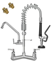 Commercial Sink Faucet with Sprayer 21" Height 8"Center Brass Constructed Wal...